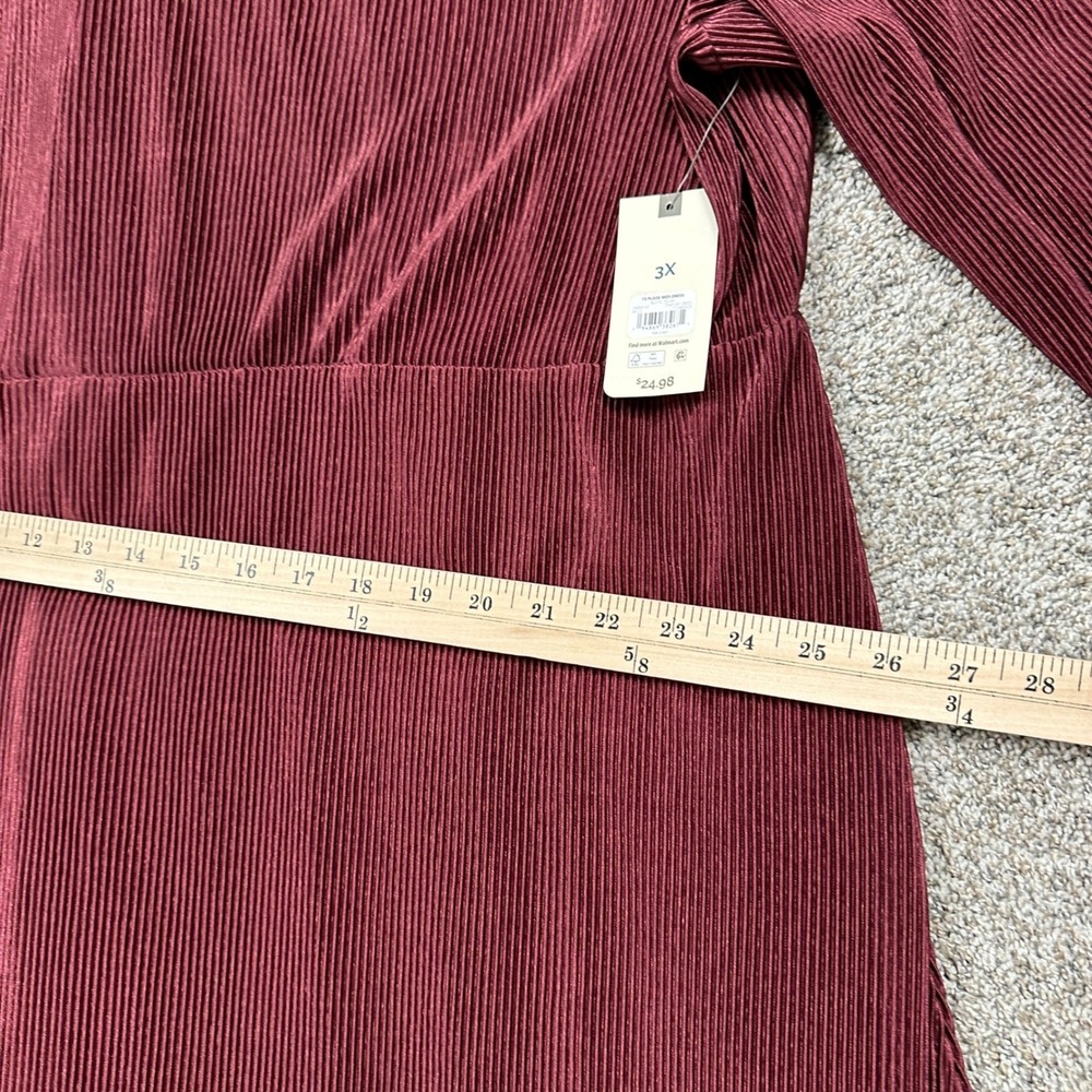 Terra & Sky Midi Dress Womens 3X Plisse Midi Dress Rustic Plum NEW - Picture 5 of 12